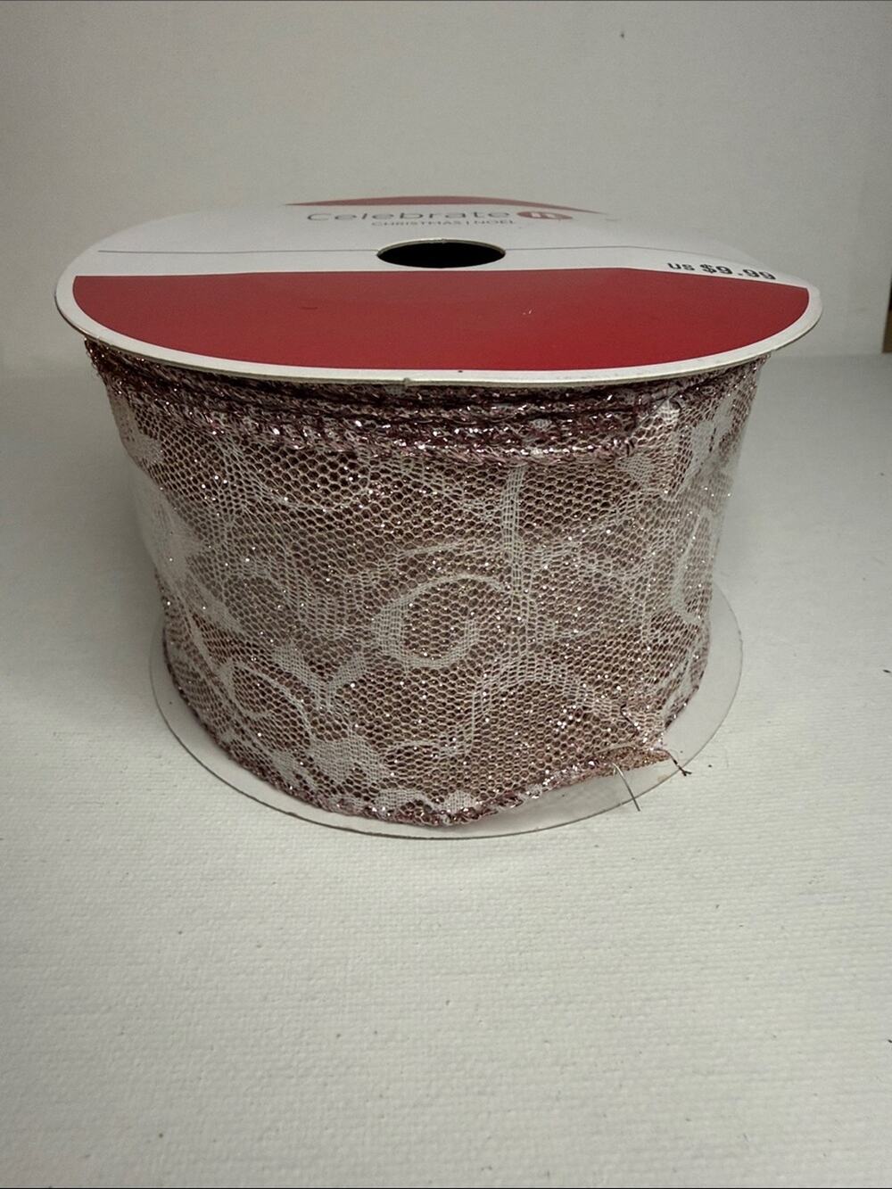Celebrate It Metallic Lace Ribbon - Rose